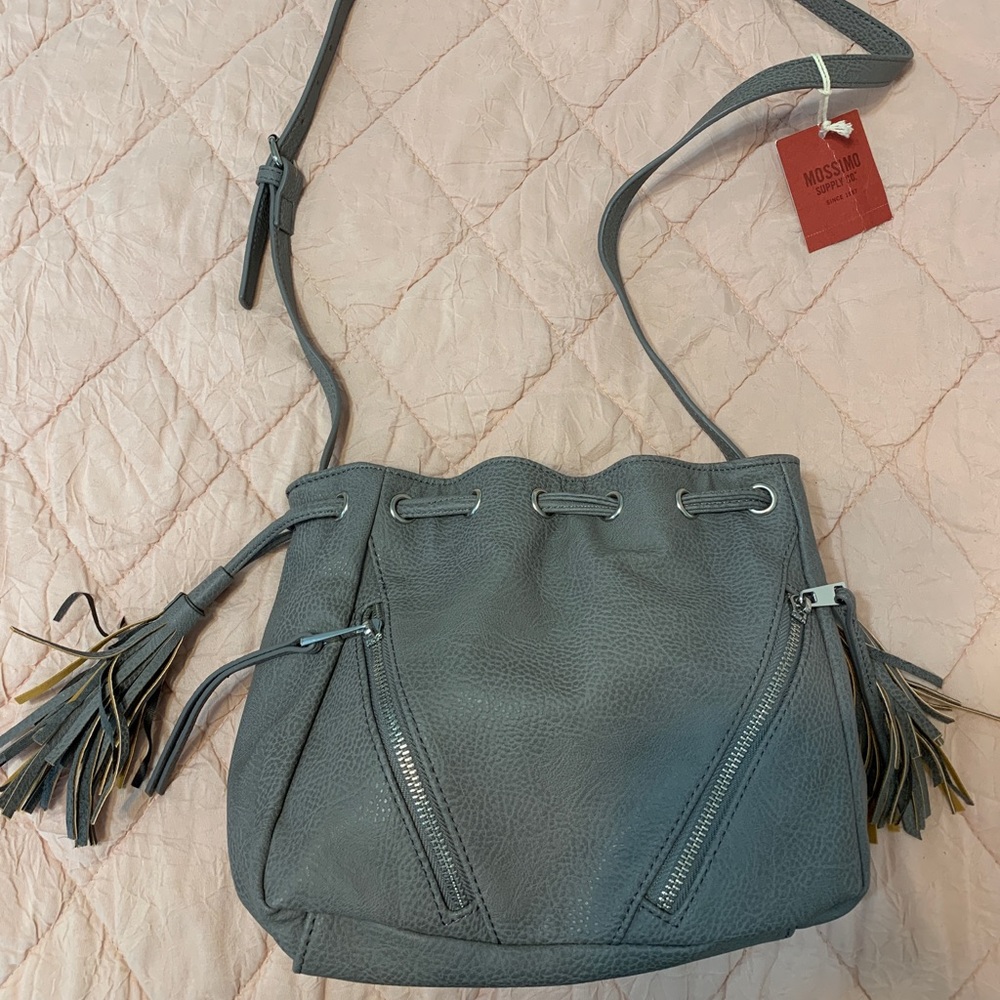 Gray off the shoulder purse